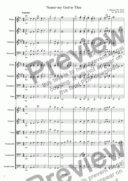 page one of Nearer my God to Thee - Orchestra