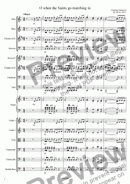 page one of O when the Saints go marching in - Orchestra