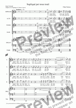 page one of Supliqué per nous touti (SATB & organ)