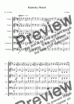 page one of Radetzky March for string orchestra grade 1