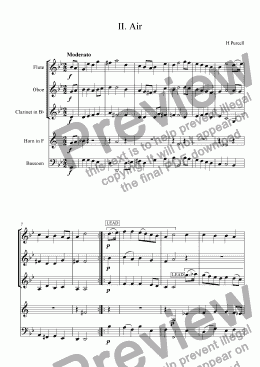 page one of Purcell: Gordion Knot Untied (The): Suite 1: 1 Air (arr. wind quintet)