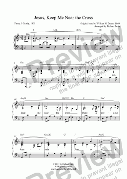 page one of Jesus, Keep Me Near the Cross - Lent / Easter / Communion Hymn Piano Solo