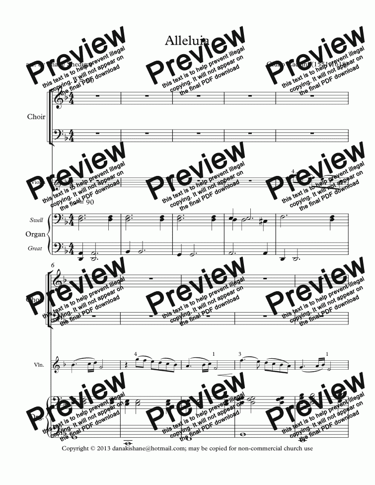 Alleluia By Caccini For Violin Organ And Satb Choir Sheet Music