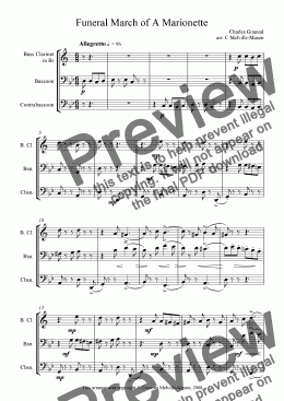 page one of Funeral March of A Marionette (bass clarinet, bassoon & contrabassoon trio)