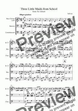 page one of Three Little Maids from School (bass clarinet, bassoon & contrabassoon trio)