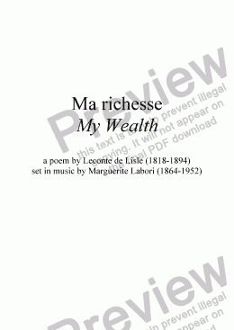 page one of Ma richesse (M. Labori / Leconte de Lisle)