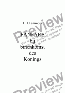 page one of FANFARE BIJ BINNENKOMST DES KONINGS