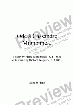 page one of Ode à Cassandre (R. Wagner / Ronsard)