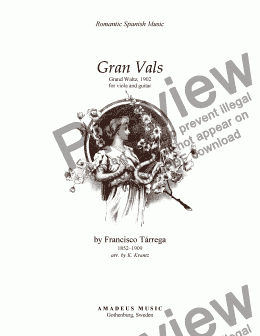 page one of Gran Vals / Grand Waltz for viola and guitar