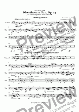 page one of Divertimento No.1, Op. 24 for Unaccompanied Bass Tuba in F