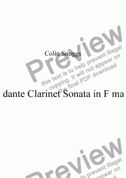 page one of Andante Clarinet Sonata in F major