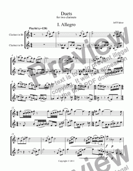 page one of Duets for Clarinets