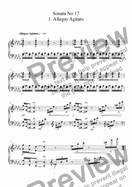 page one of Sonata No 17 1. Allegro Agitato