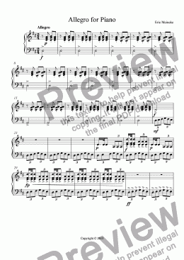 page one of Allegro for Piano