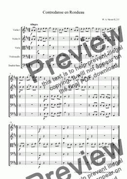 page one of Mozart Contredanse en Rondeau K.213 for String Orchestra