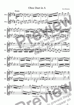 page one of Oboe Duet in A