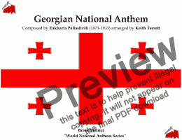 page one of Georgian National Anthem ’’Tavisupleba’’ for Brass Quintet (World  National Anthem Series)