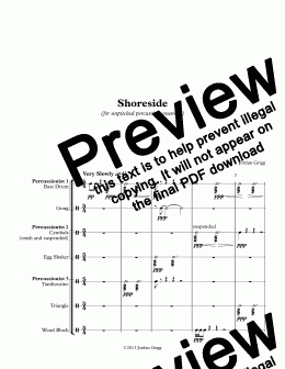 page one of Shoreside (for unpitched percussion ensemble)