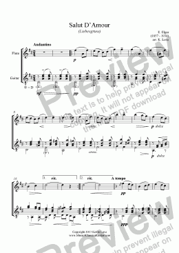 page one of Salut D’Amour (Flute and Guitar)