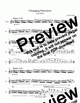 page one of Changing Emotions (solo flute)