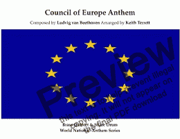 page one of European Regional Anthem for Brass Quintet & Snare Drum (World National Anthem Series)