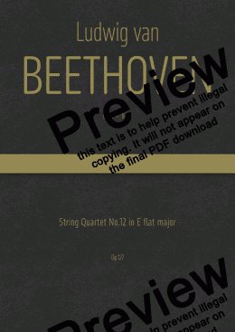 page one of Beethoven - String Quartet No.12 in E flat major