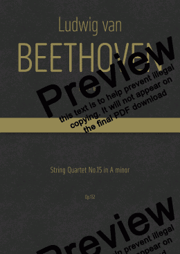 page one of Beethoven - String Quartet No.15 in A minor