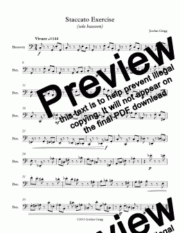 page one of Staccato Exercise (solo bassoon)