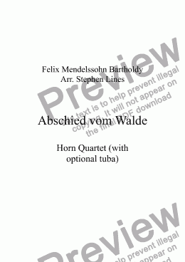 page one of Horn Quartet: Abschied vom Walde