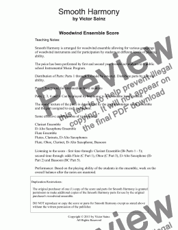 page one of  Smooth Harmony (beginning to intermediate woodwind choir / ensemble - flexible instrumentation)