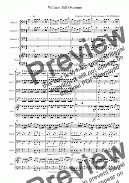 page one of William Tell Overture for Bassoon Quartet