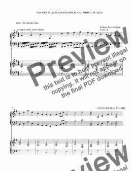 page one of Scales Major Minor and Modal variations