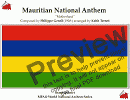 page one of Mauritian National Anthem (Motherland) for Brass Quintet