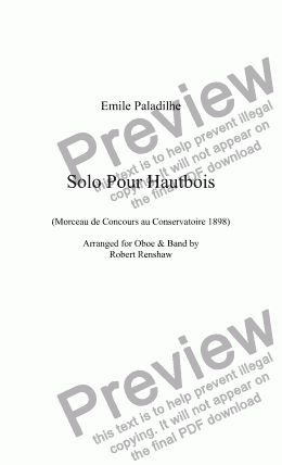 page one of Solo Pour Hautbois (Solo Oboe with Wind Ensemble)