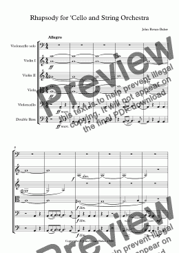 page one of Rhapsody for ’Cello and String Orchestra