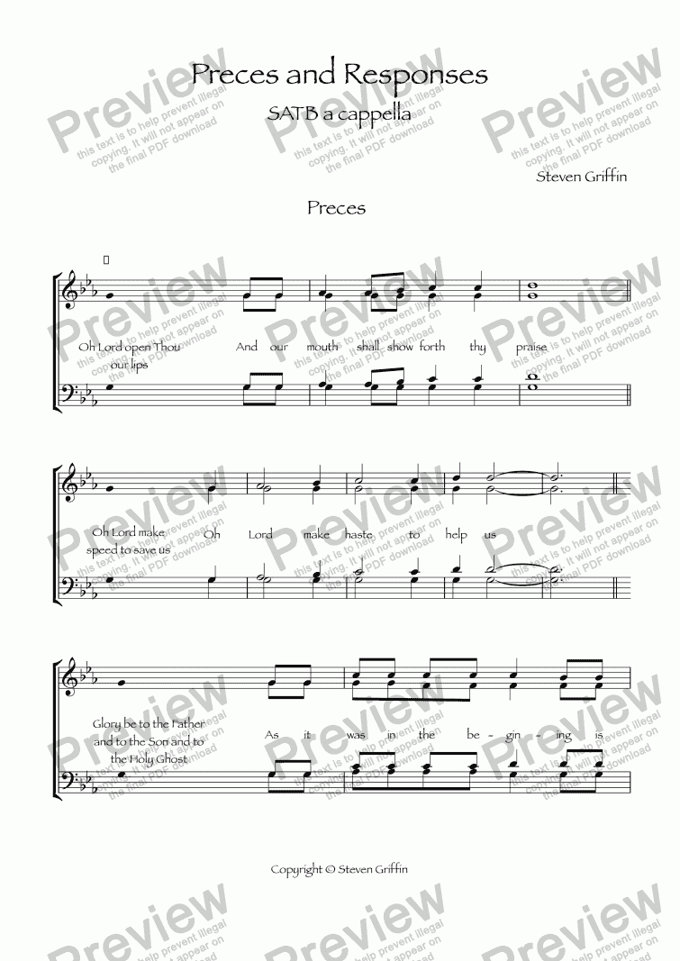 Preces And Responses SATB A Cappella - Download Sheet Music PDF File