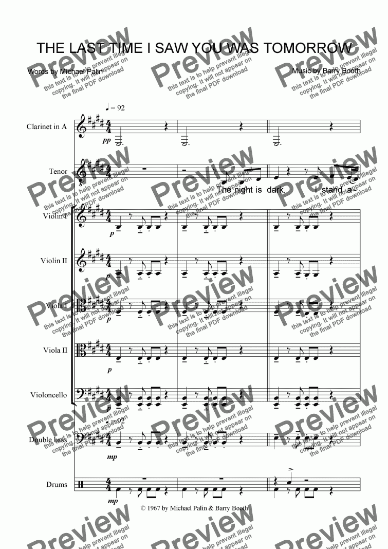 The Last Time I Saw You Was Tomorrow Download Sheet Music Pdf File