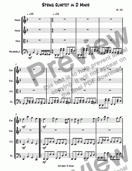 page one of SQ #2 I in D Minor, Op. 243