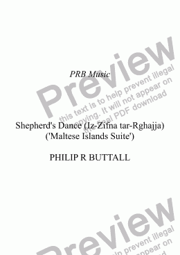 page one of Shepherd’s Dance [Iz-Zifna tar-Rghajja] (’Maltese Islands Suite’)