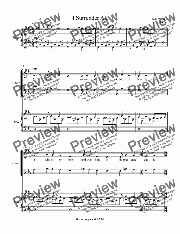 I Surrender All Download Sheet Music Pdf File