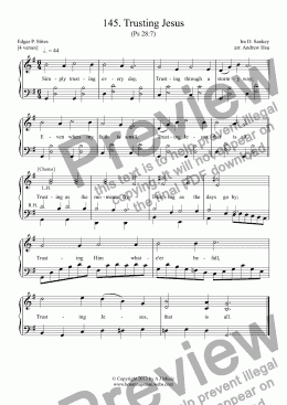 page one of Trusting Jesus - Easy Piano 145