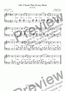 page one of I Need Thee Every Hour - Easy Piano 146