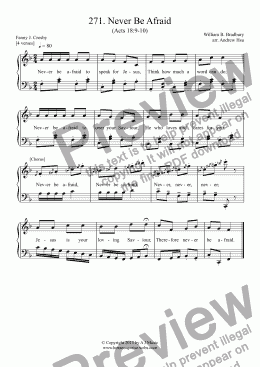 page one of Never Be Afraid - Easy Piano 271