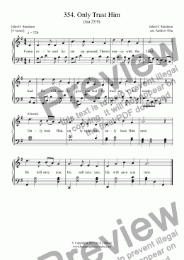 page one of Only Trust Him - Easy Piano 354