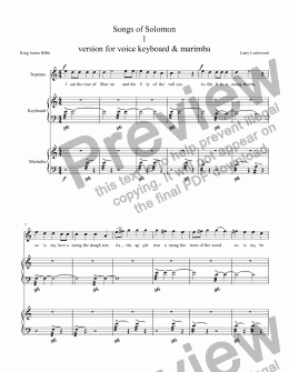 page one of Songs of Solomon version for voice keyboard & marimba