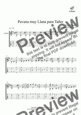 page one of Pavana muy Llana para Tañer for solo guitar