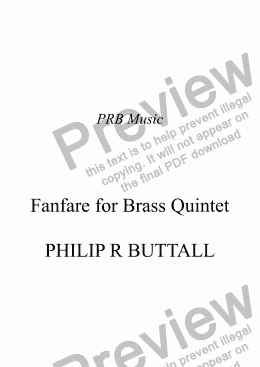 page one of Fanfare for Brass Quintet