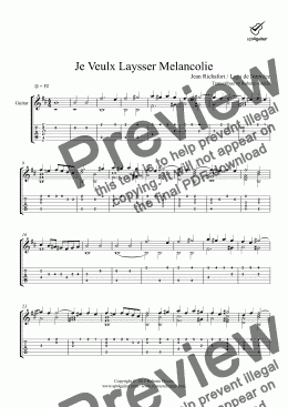page one of Je Veulx Laysser Melancolie for solo guitar