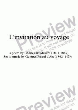 page one of L’invitation au voyage (G. Pascal d’Aix / Baudelaire)