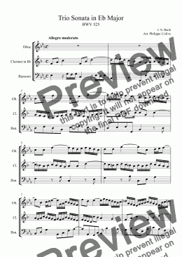 page one of Trio Sonata in Eb Major, BWV 525 for Ob. Cl & Bsn.